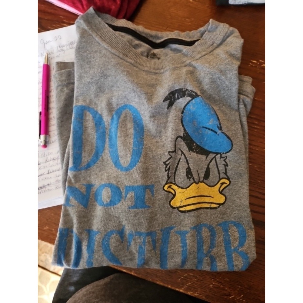 Walt Disney Donald Duck‎ XL Long Sleeve Tee Unisex Gray Do Not Disturb(B22